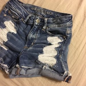 AE Distressed Hi-Rise Shortie Denim Shorts